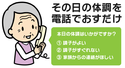 その日の体調を電話でおすだけ